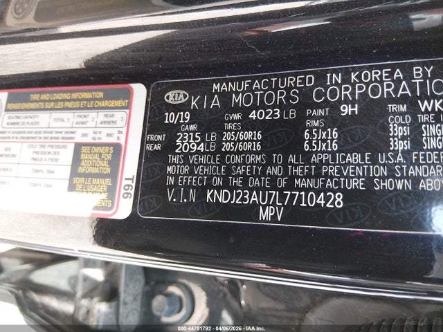 2020 Kia Soul Lx მანქანა იყიდება აუქციონზე, vin: KNDJ23AU7L7710428, აუქციონის ნომერი: 44701792