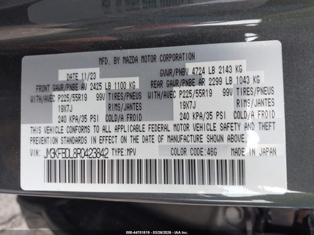 Aukcja sprzedaży 2024 Mazda Cx-5 2.5 S Premium, vin: JM3KFBDL8R0423842, numer aukcji: 44701819