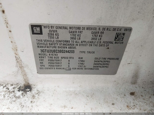 3GTU2UEC3EG244203 GMC Sierra 1500 Sle