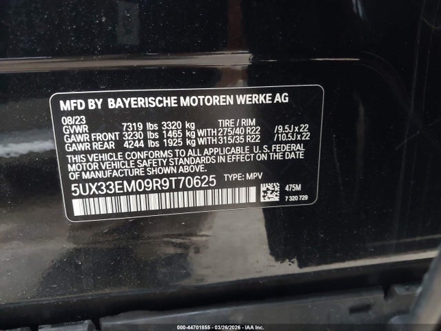 5UX33EM09R9T70625 BMW X7 M60i