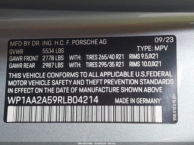 WP1AA2A59RLB04214 Porsche Macan T