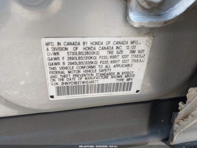 2004 ACURA MDX 2HNYD18274H514877 Photo 8
