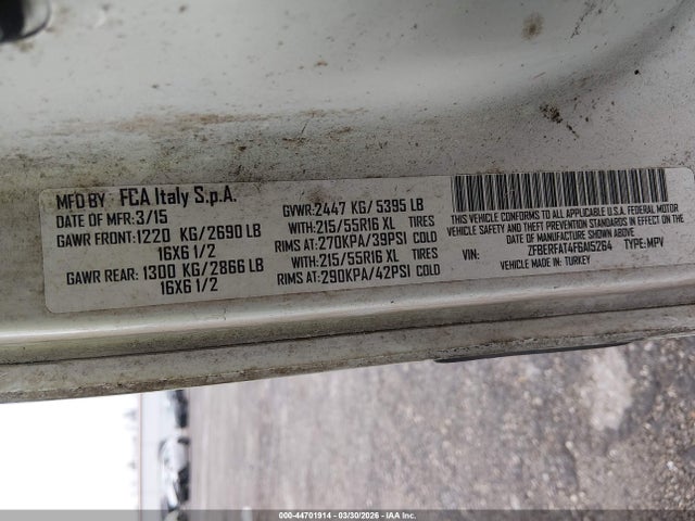 Продаж на аукціоні авто 2015 Ram Promaster City Tradesman, vin: ZFBERFAT4F6A15264, номер лоту: 44701914