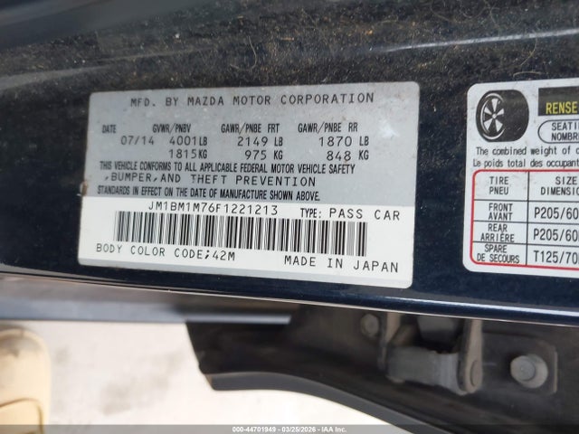 Aukcja sprzedaży 2015 Mazda Mazda3 I Grand Touring, vin: JM1BM1M76F1221213, numer aukcji: 44701949