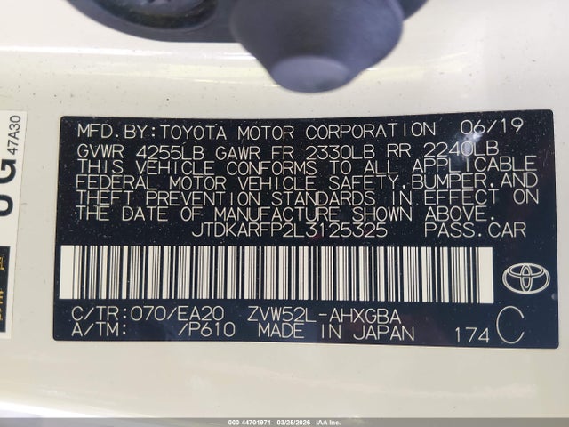 Aukcja sprzedaży 2020 Toyota Prius Prime Xle, vin: JTDKARFP2L3125325, numer aukcji: 44701971