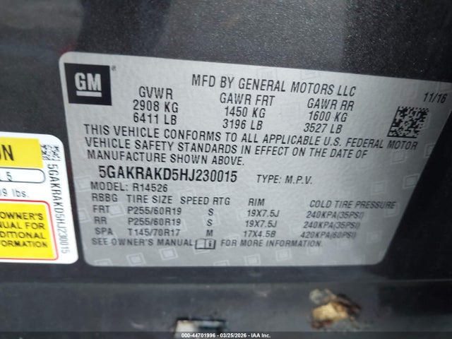 2017 BUICK ENCLAVE 5GAKRAKD5HJ230015 Photo 8