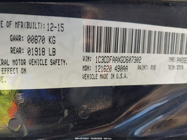 2016 DODGE DART 1C3CDFAAXGD607302 Photo 8