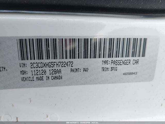 Продажа на аукционе авто 2015 Dodge Charger Sxt, vin: 2C3CDXHG5FH722472, номер лота: 44702072