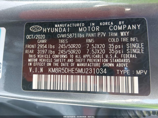 2021 HYUNDAI PALISADE KM8R5DHE5MU231034 Photo 8