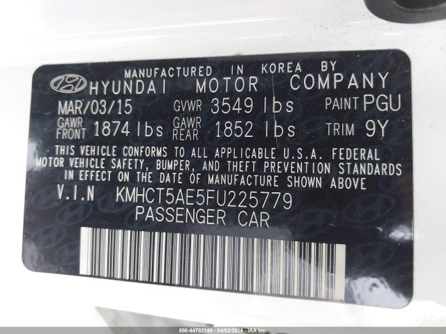 Продаж на аукціоні авто 2015 Hyundai Accent Gs, vin: KMHCT5AE5FU225779, номер лоту: 44702140