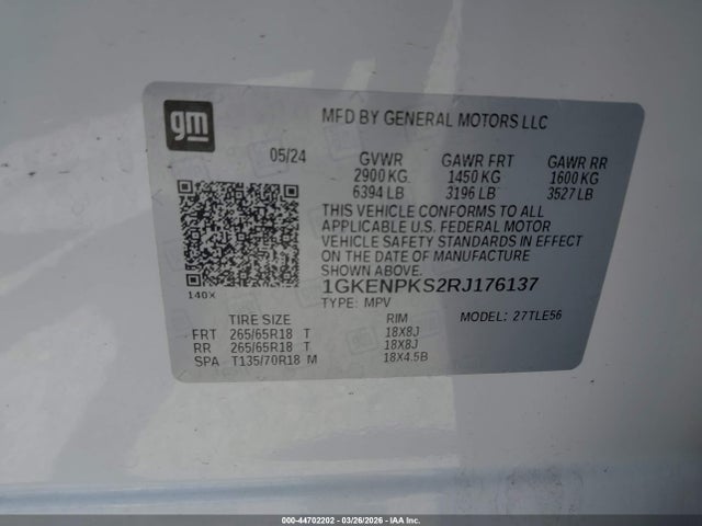 Продаж на аукціоні авто 2024 Gmc Acadia Awd At4, vin: 1GKENPKS2RJ176137, номер лоту: 44702202