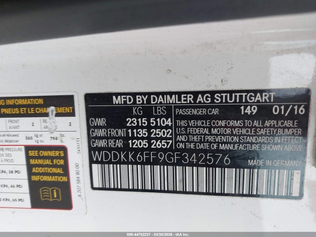 2016 MERCEDES-BENZ E 400 WDDKK6FF9GF342576 Photo 8