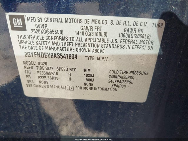 2010 CADILLAC SRX 3GYFNDEY8AS547894 Photo 8