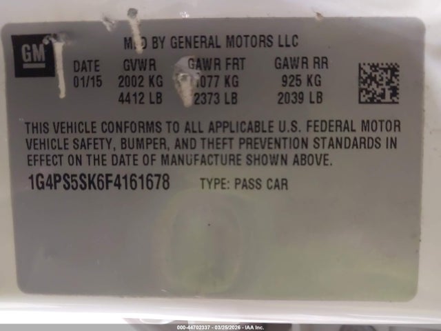 Продажа на аукционе авто 2015 Buick Verano Leather Group, vin: 1G4PS5SK6F4161678, номер лота: 44702337