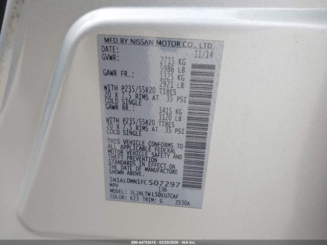 5N1AL0MN1FC507297 Infiniti QX60