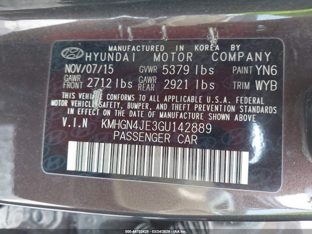 KMHGN4JE3GU142889 Hyundai Genesis 3.8