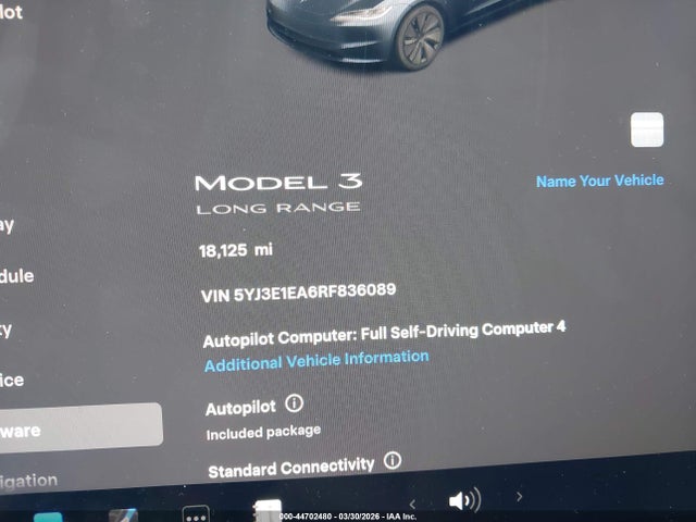 Продажа на аукционе авто 2024 Tesla Model 3 Long Range Dual Motor All-wheel Drive/rear-wheel Drive, vin: 5YJ3E1EA6RF836089, номер лота: 44702480