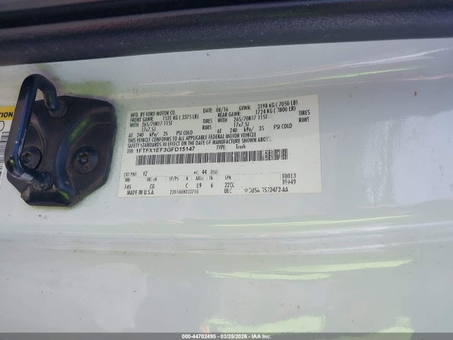 2016 Ford F-150 Xl მანქანა იყიდება აუქციონზე, vin: 1FTFX1EF3GFD15147, აუქციონის ნომერი: 44702495