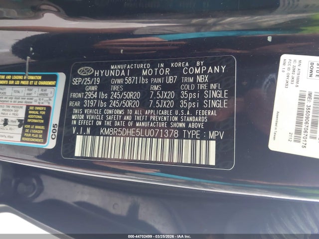 2020 HYUNDAI PALISADE KM8R5DHE5LU071378 Photo 8