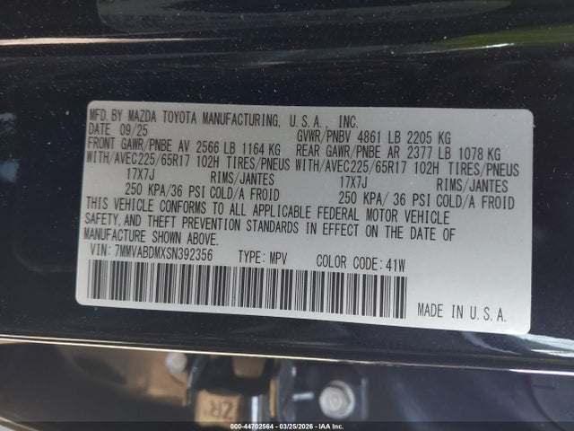 2025 Mazda Cx-50 2.5 S Premium Package მანქანა იყიდება აუქციონზე, vin: 7MMVABDMXSN392356, აუქციონის ნომერი: 44702564