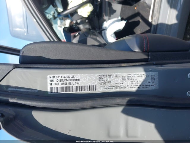 2024 Dodge Durango R/t Premium Awd მანქანა იყიდება აუქციონზე, vin: 1C4SDJCT4RC209150, აუქციონის ნომერი: 44702600