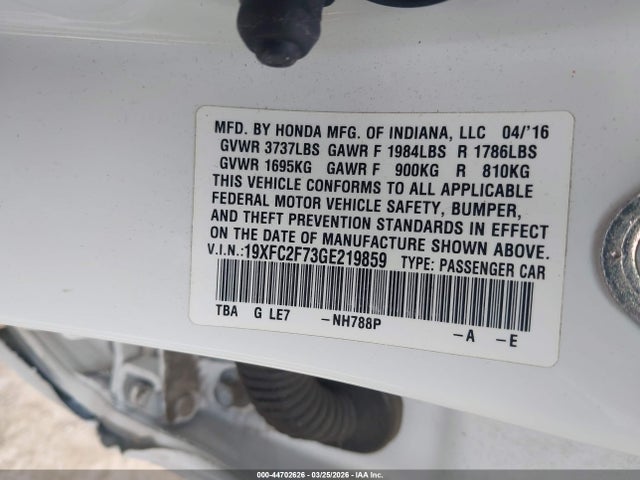 Honda CIVIC EX 2016 19XFC2F73GE219859 Image 9