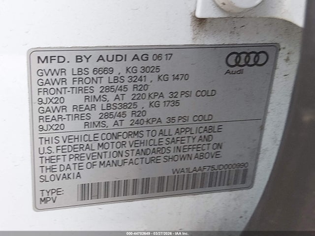 2018 AUDI Q7 WA1LAAF75JD000990 Photo 8