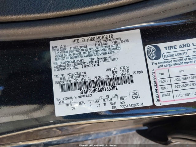 Aukcja sprzedaży 2011 Ford Fusion Se, vin: 3FAHP0HG6BR165382, numer aukcji: 44702667