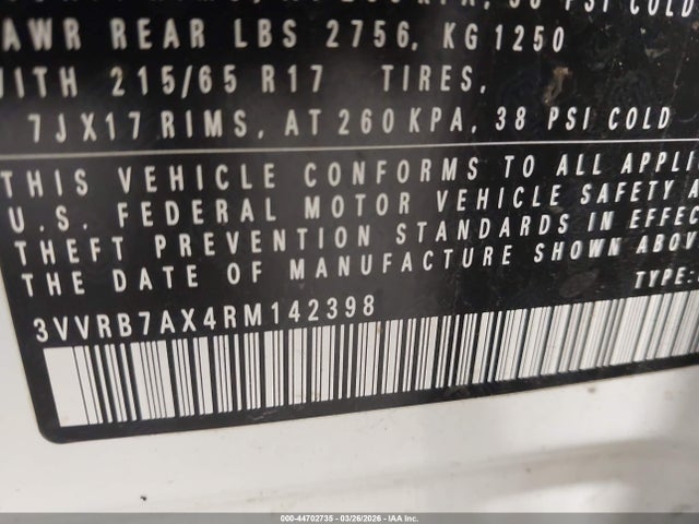 2024 Volkswagen Tiguan 2.0t S მანქანა იყიდება აუქციონზე, vin: 3VVRB7AX4RM142398, აუქციონის ნომერი: 44702735