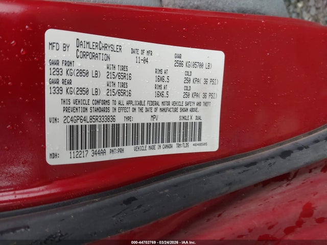 2005 CHRYSLER TOWN & COUNTRY 2C4GP64L85R333836 Photo 8