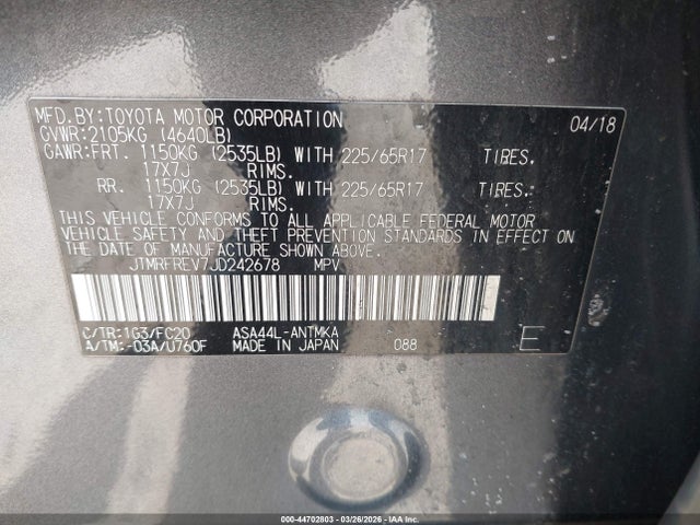 2018 TOYOTA RAV4 JTMRFREV7JD242678 Photo 8