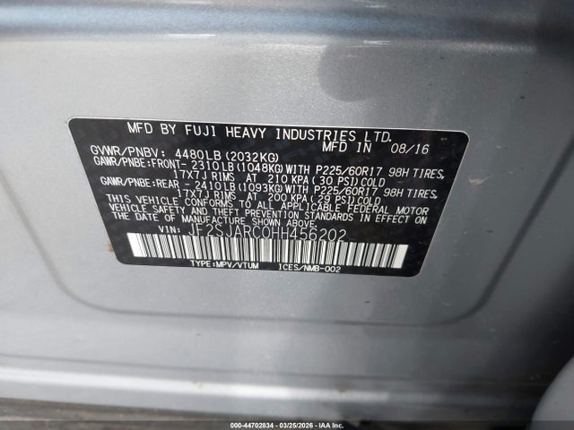 JF2SJARC0HH456202 Subaru Forester 2.5i Limited