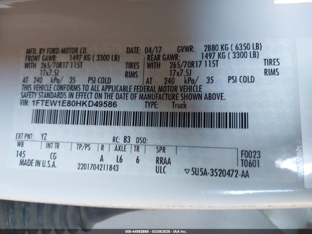 2017 FORD F-150 1FTEW1E80HKD49586 Photo 8