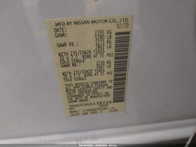 2020 NISSAN MURANO 5N1AZ2CS4LN138226 Photo 8