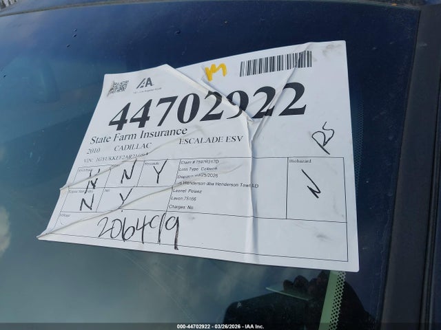 Продаж на аукціоні авто 2010 Cadillac Escalade Esv Platinum Edition, vin: 1GYUKKEF2AR215164, номер лоту: 44702922