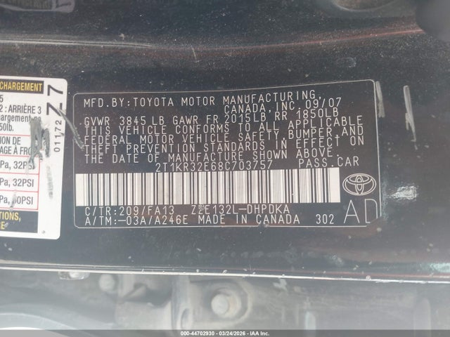2008 TOYOTA MATRIX 2T1KR32E68C703757 Photo 8