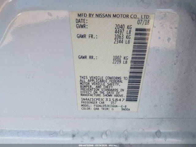 1N4AZ1CP0JC315847 Nissan LEAF SV