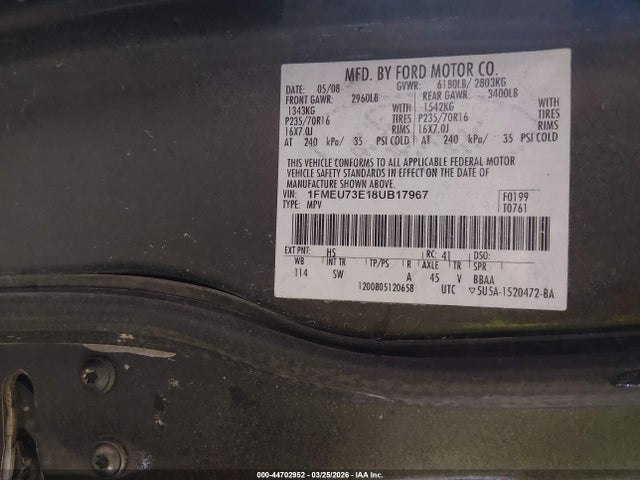 2008 FORD EXPLORER 1FMEU73E18UB17967 Photo 8