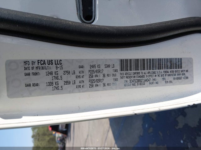 Продаж на аукціоні авто 2016 Dodge Journey Sxt, vin: 3C4PDCBB5GT104547, номер лоту: 44702975