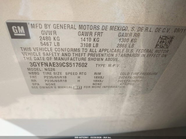 2012 CADILLAC SRX 3GYFNAE39CS517602 Photo 8