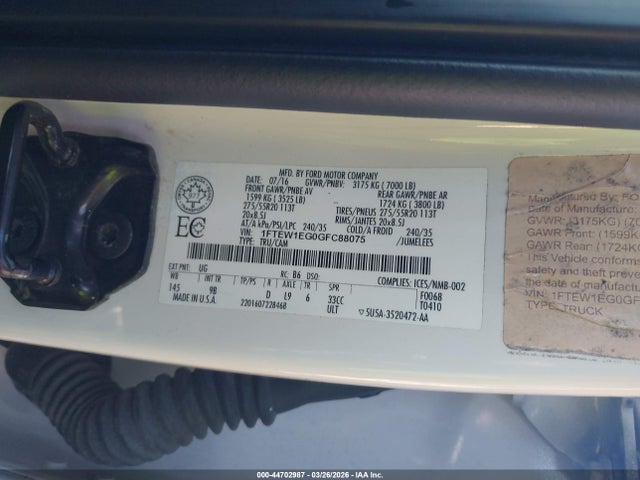 Ford F-150 Platinum 2016 1FTEW1EG0GFC88075 Image 9