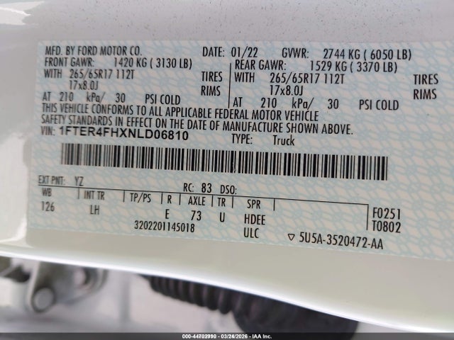 2022 FORD RANGER 1FTER4FHXNLD06810 Photo 8