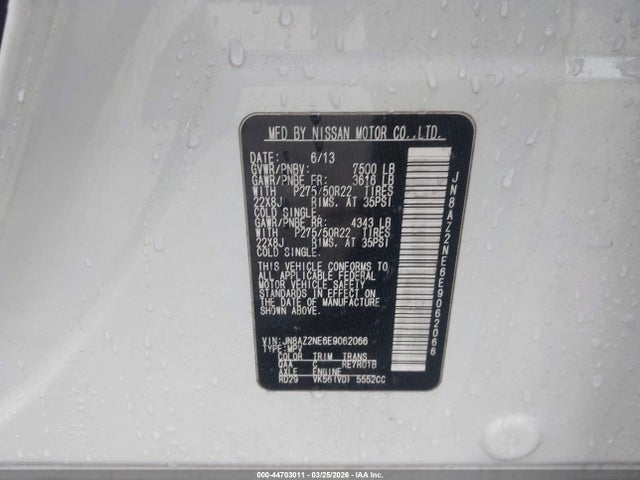 2014 Infiniti Qx80 მანქანა იყიდება აუქციონზე, vin: JN8AZ2NE6E9062066, აუქციონის ნომერი: 44703011
