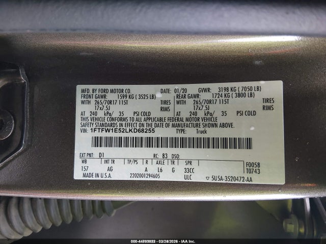 Ford F-150 Xl 2020 1FTFW1E52LKD68255 Image 9