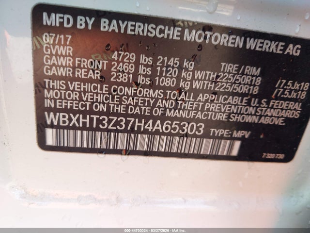 Продаж на аукціоні авто 2017 Bmw X1 Xdrive28i, vin: WBXHT3Z37H4A65303, номер лоту: 44703024