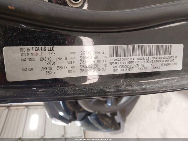 Aukcja sprzedaży 2018 Dodge Journey Crossroad, vin: 3C4PDCGG5JT379671, numer aukcji: 44703044