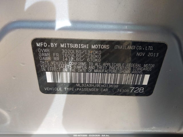 2014 MITSUBISHI MIRAGE ML32A3HJ9EH013698 Photo 8