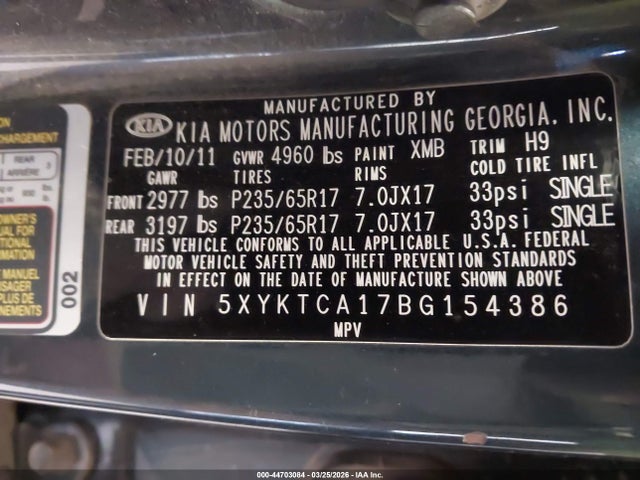 2011 KIA SORENTO 5XYKTCA17BG154386 Photo 8