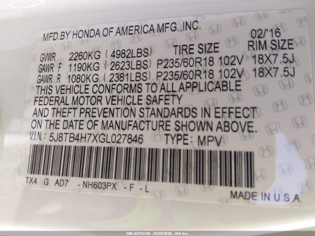 2016 ACURA RDX 5J8TB4H7XGL027846 Photo 8