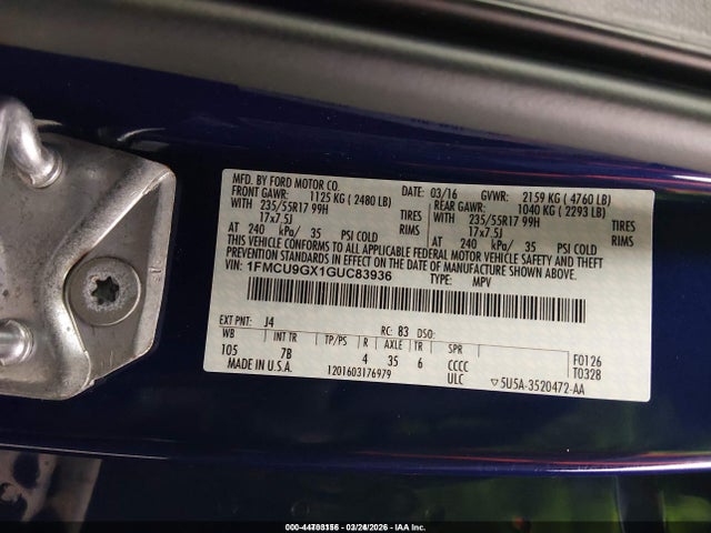 1FMCU9GX1GUC83936 Ford ESCAPE SE